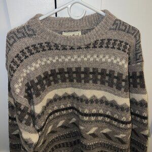 Eddie Bauer Men's Grey and Khaki Sweater